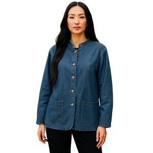 Chico's Design 100% Denim Jacket Knot Buttons